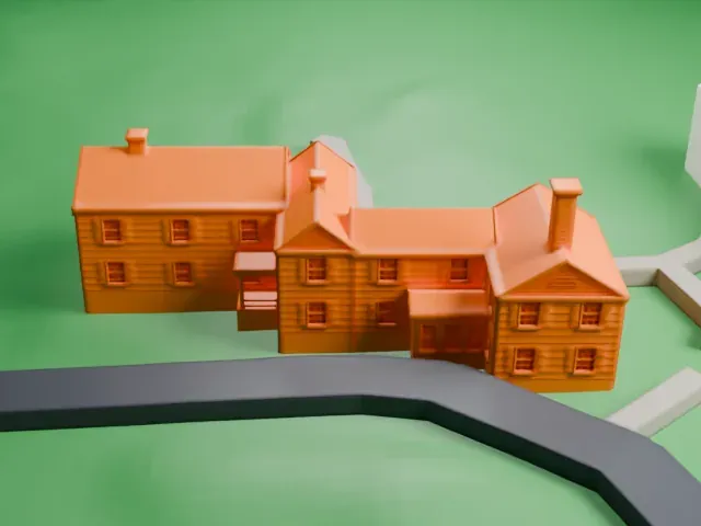 Osborne Homestead Museum model, West view