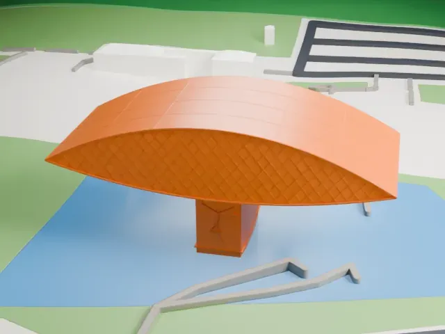Oscar Niemeyer Museum model, East view