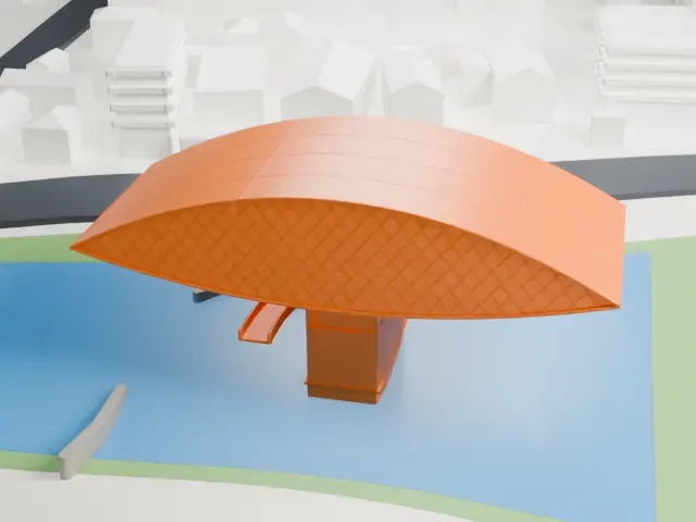 Oscar Niemeyer Museum model, West view