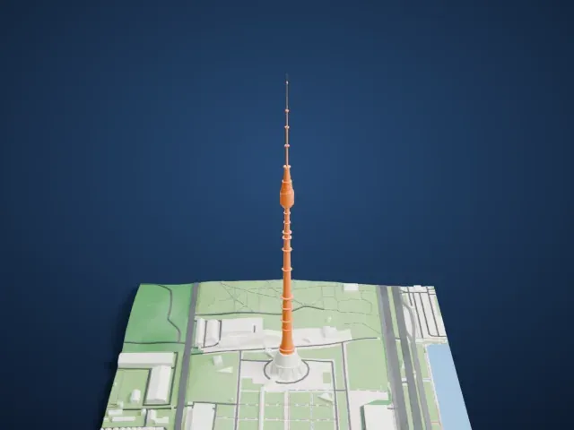 Ostankino Tower model, East view