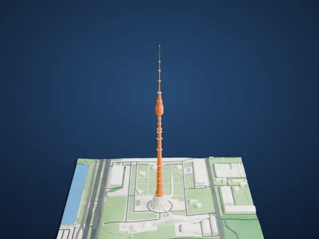 Ostankino Tower model, West view
