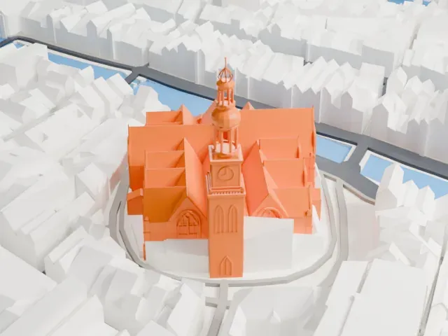 Oude Kerk, Amsterdam model, West view