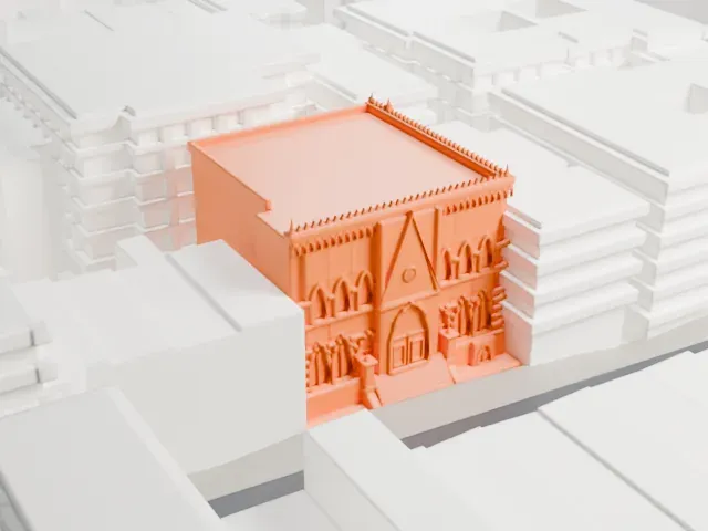 Our Lady of Lourdes Church model, West view