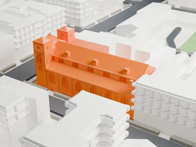 Our Lady of Mount Carmel Church, Bronx model, East view
