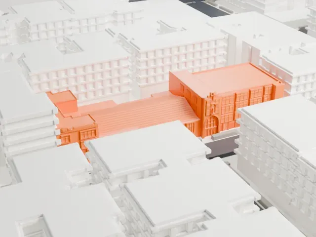 Our Lady Queen of Martyrs Church model, West view