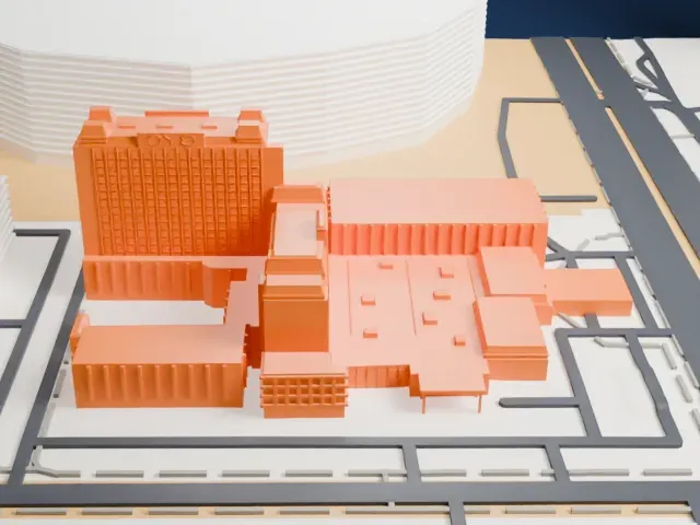 Oyo Hotel & Casino model, East view