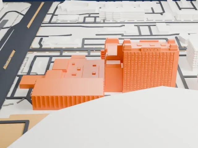Oyo Hotel & Casino model, West view