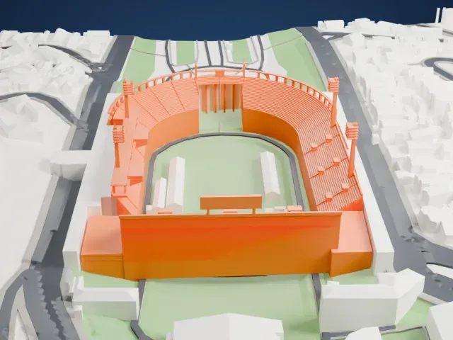 Pacaembu Stadium model, South view
