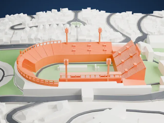 Pacaembu Stadium model, West view
