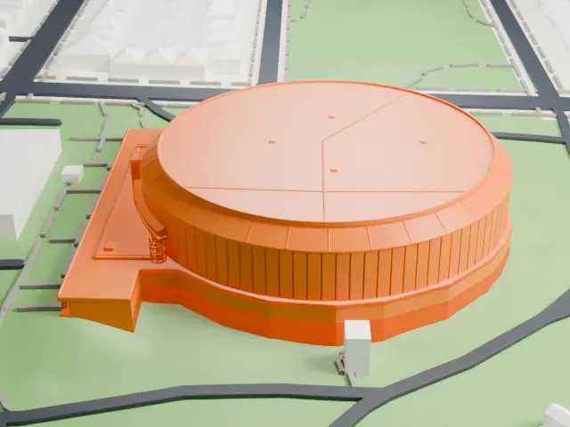 Pacific Coliseum model, East view