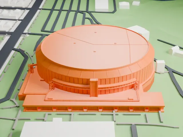 Pacific Coliseum model, South view