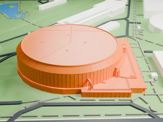 Pacific Coliseum model, West view