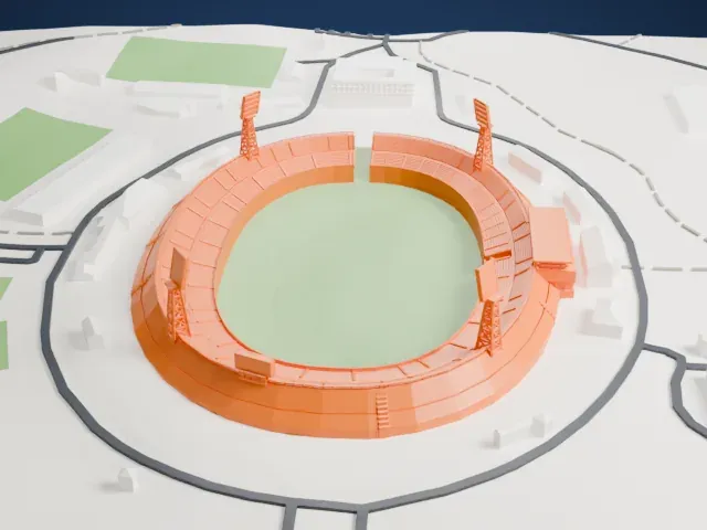 Pakhtakor Central Stadium model, North view