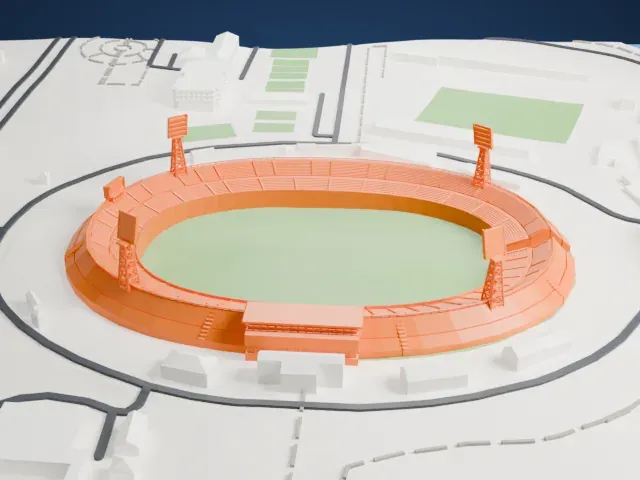 Pakhtakor Central Stadium model, West view