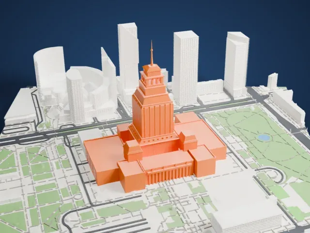 Palace of Culture and Science model, East view
