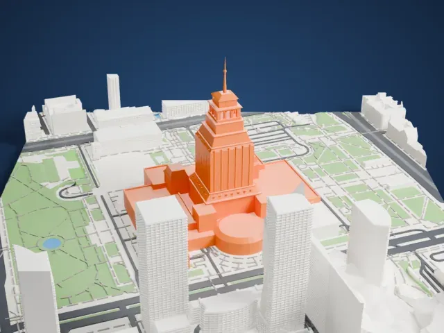 Palace of Culture and Science model, West view