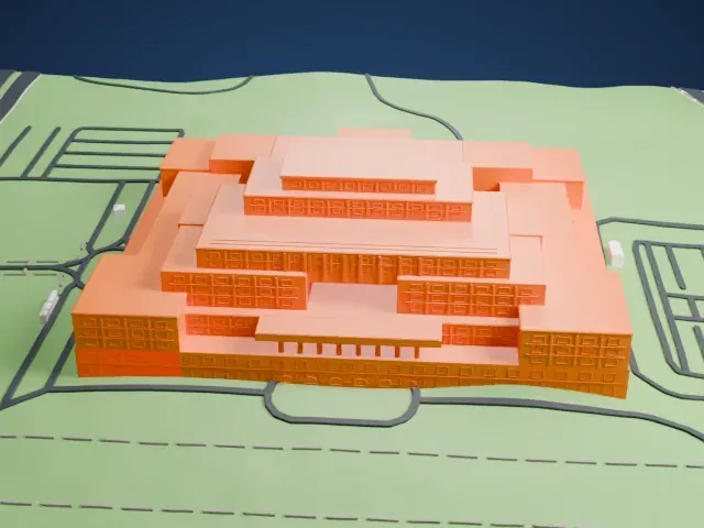 Palace of the Parliament model, East view