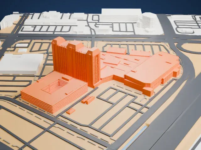 Palace Station model, South view