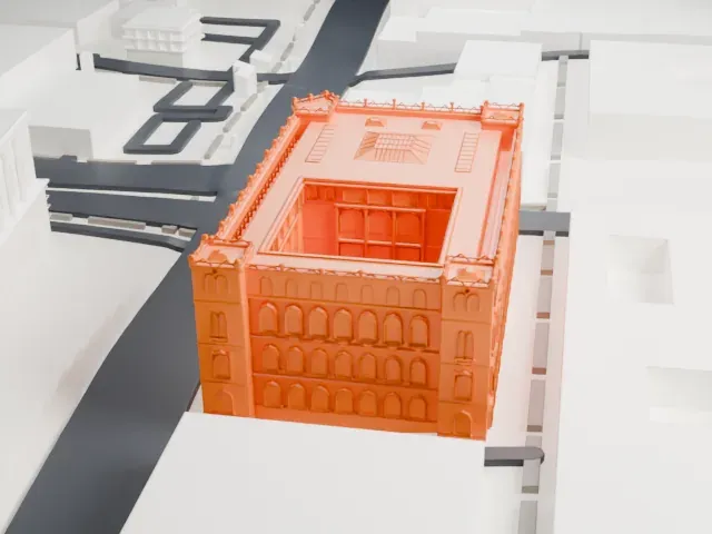 Palacio de Correos de México model, South view