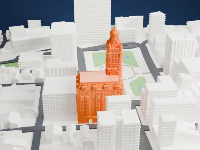 Palacio Salvo model, East view