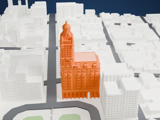 Palacio Salvo model, West view