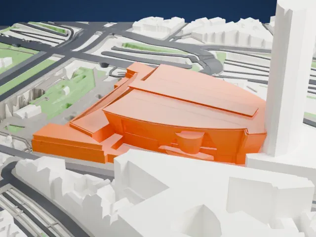 Palais des congrès de Paris model, East view