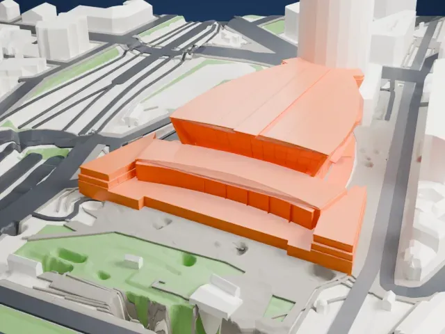 Palais des congrès de Paris model, South view