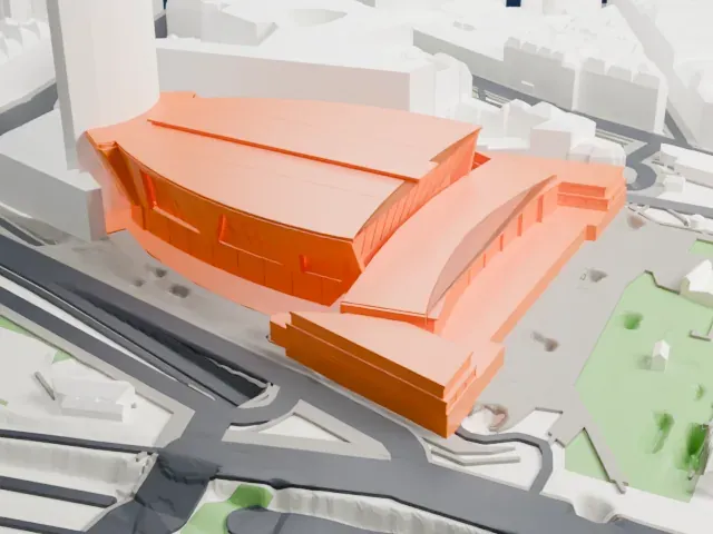 Palais des congrès de Paris model, West view