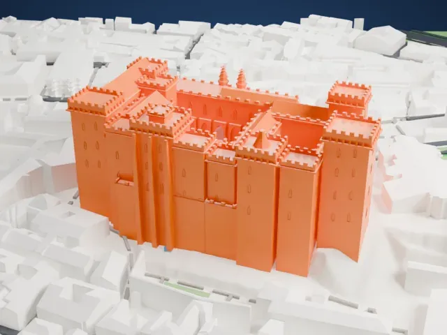 Palais des Papes model, East view