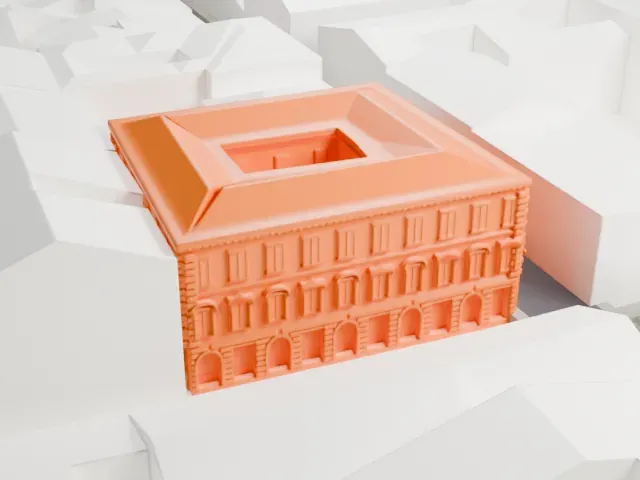 Palazzo Malta model, West view