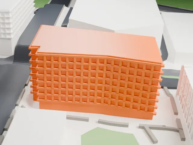 Palestra model, West view