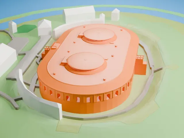 Pampus model, East view