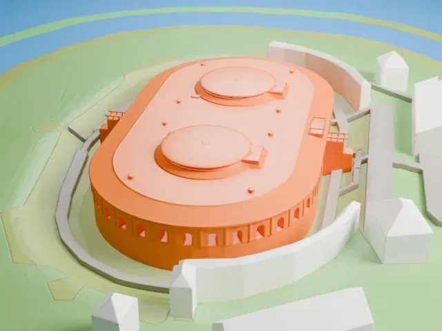 Pampus model, West view