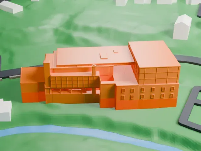 Paper Mill Playhouse model, East view