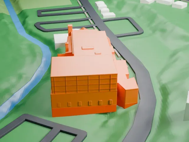 Paper Mill Playhouse model, North view