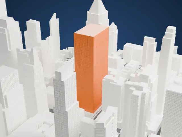 Paramount Plaza model, East view