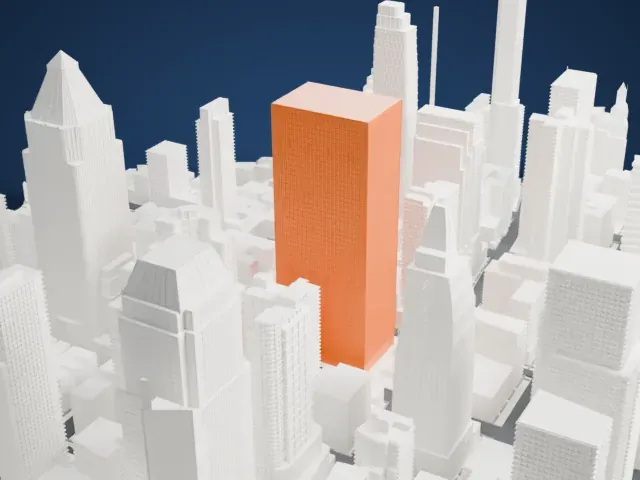 Paramount Plaza model, South view