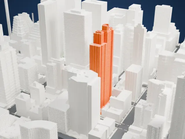 Paramount Tower model, South view