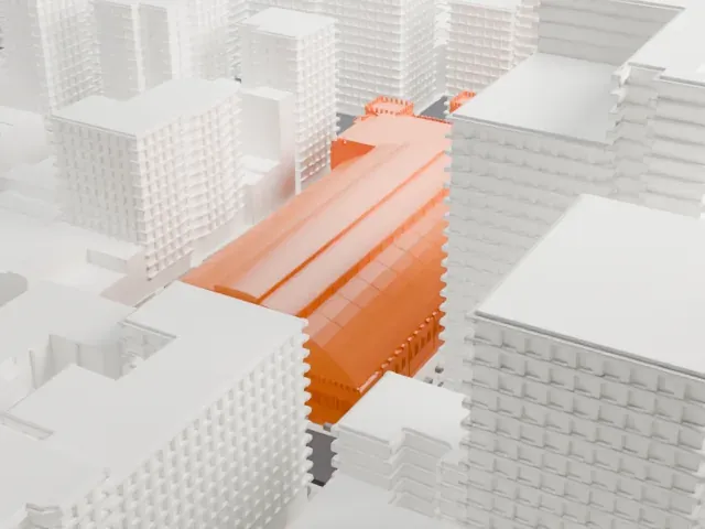 Park Avenue Armory model, East view
