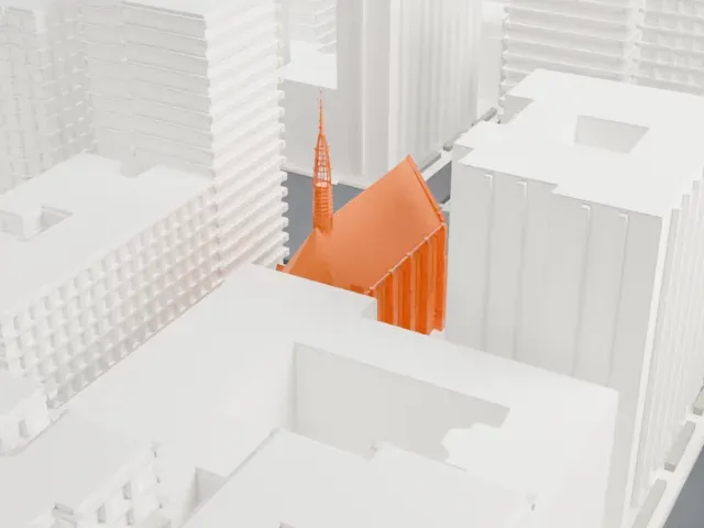 Park Avenue Christian Church model, West view