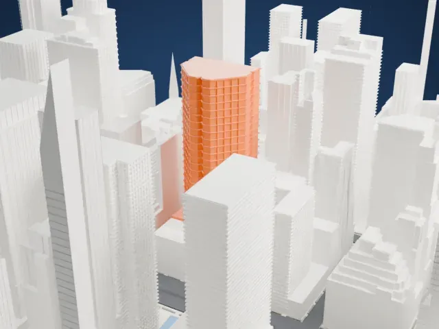 Park Avenue Plaza model, East view