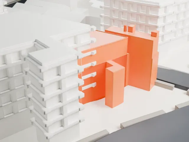 Park Performing Arts Center model, West view