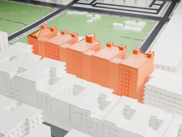 Park Plaza Apartments, Bronx model, West view