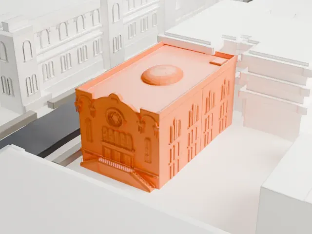 Park Slope Jewish Center model, East view