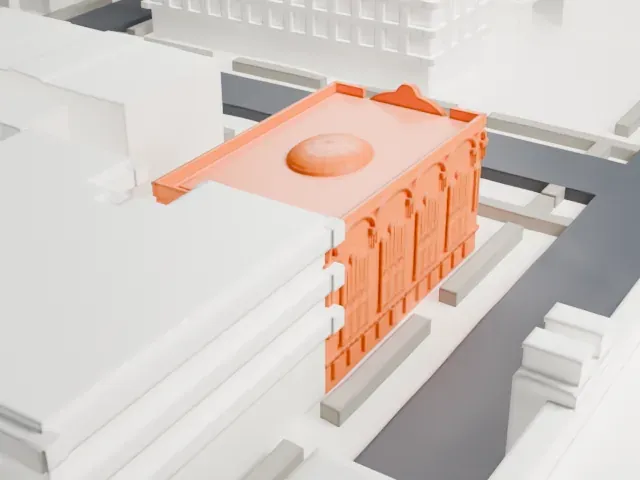 Park Slope Jewish Center model, West view
