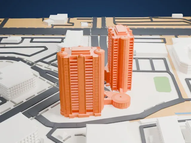 Park Towers at Hughes Center model, North view