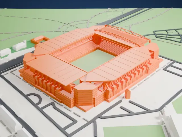 Parken Stadium model, East view