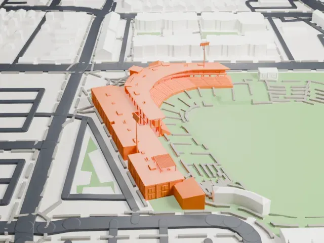 Parkview Field model, East view