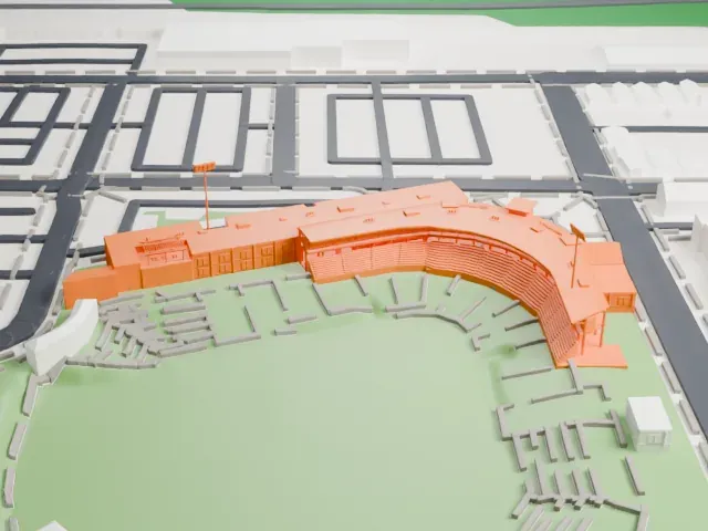 Parkview Field model, North view