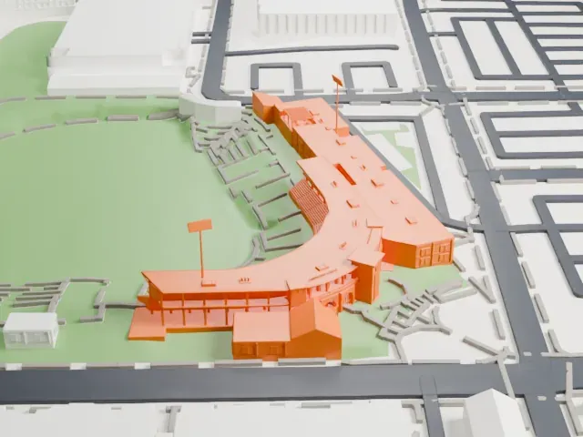 Parkview Field model, West view